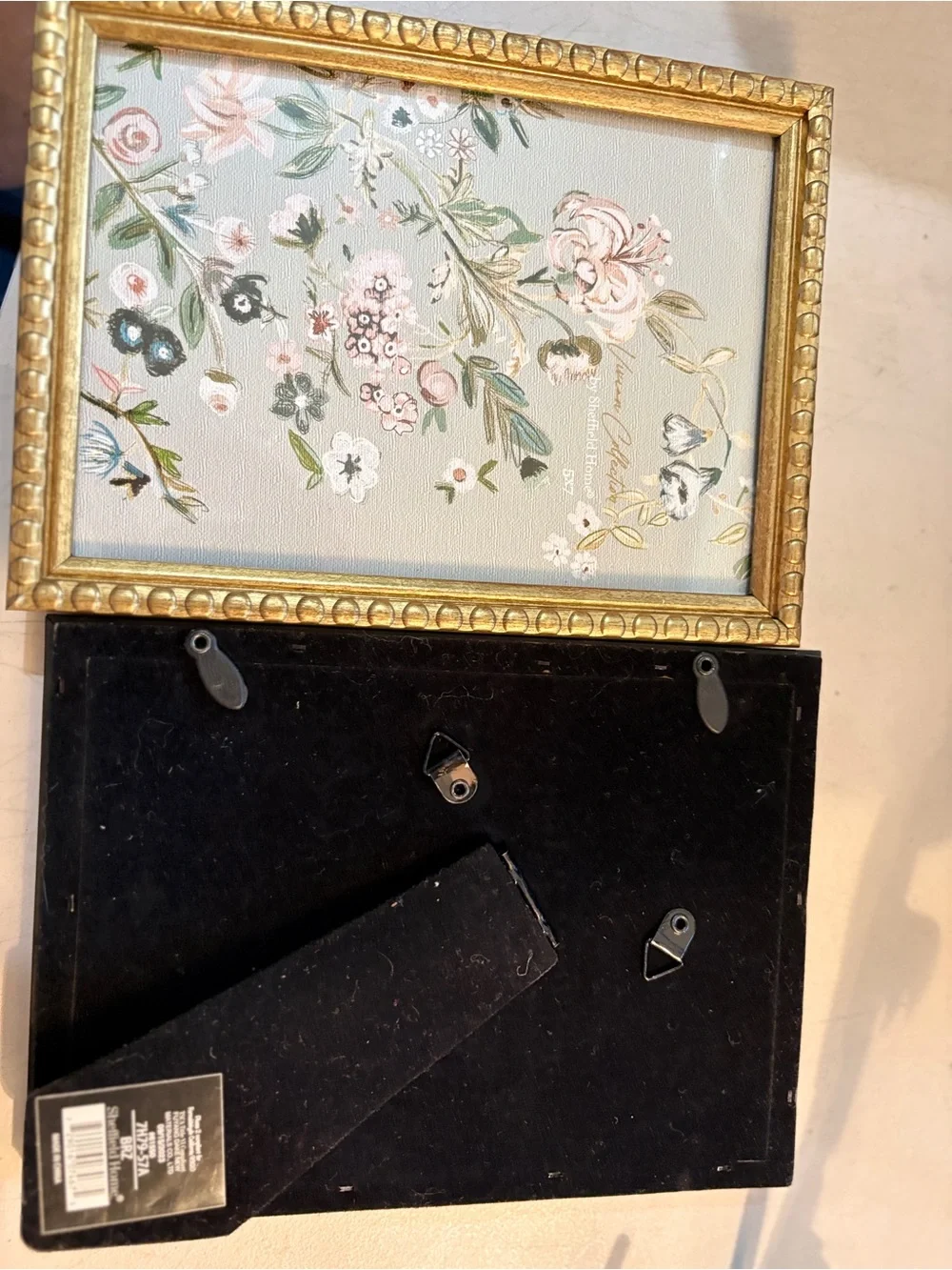 Sheffield Home Gold Floral Photo Frame Pair 5x7” new